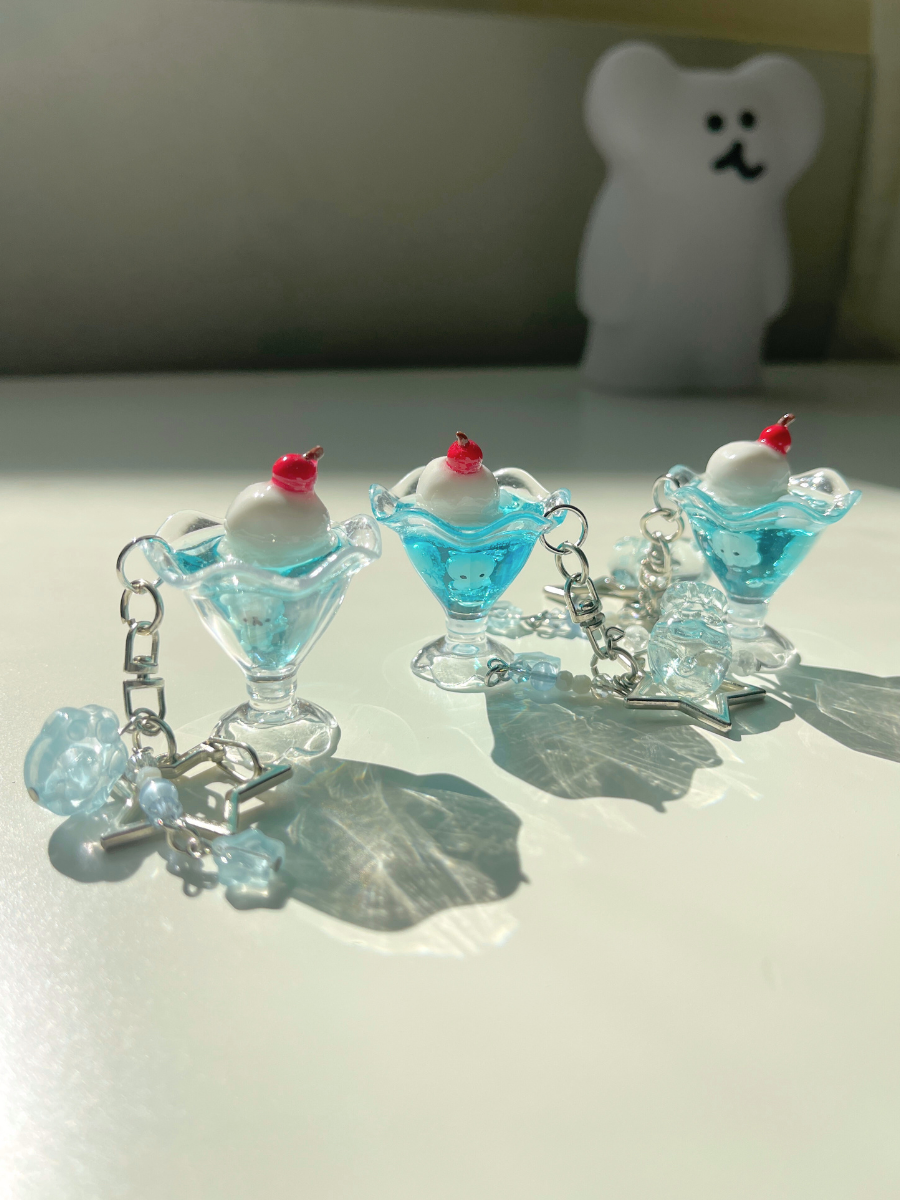 Blue Melon Soda Keychain